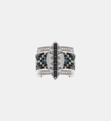 Bague réglable cabochon central et perles tissées LOOXOR Hipanema