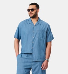 Chemise relaxed fit denim col ouvert Lacoste