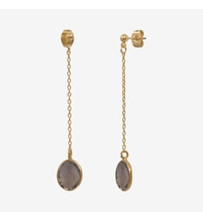 Boucles d'oreilles dorées onyx longues - SERTI PM Caroline Najman