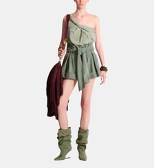 Short taille haute en cuir suédé Balmain