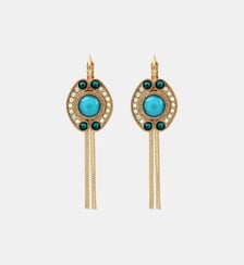 Boucles d'oreilles dormeuses chaînes   doré à l'or fin - Circus Satellite