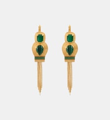 Boucles d'oreilles pendantes dormeuses   doré à l'or fin - Soleil Satellite