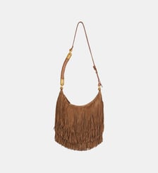 Sac Ebene Hobo en cuir suédé à franges Balmain