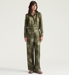 Pantalon spencer en twill de soie imprimé Momonì