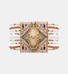 Bracelet perles régalbles avec cabochon central cœur KALUMEY Hipanema