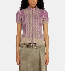 Cardigan à manches courtes zippé en maille torsadée Diesel