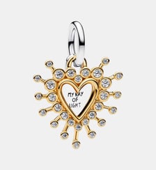 Charm Pendant Double Cœur Étincelant Pandora