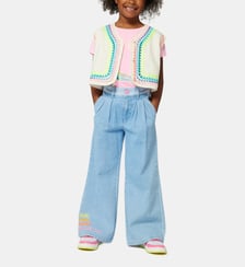Jean large en coton brodé Billieblush