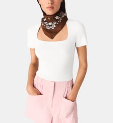 Pull cotelée à encolure carrée Maje