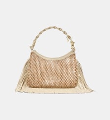 Sac hobo en mesh à franges Maje