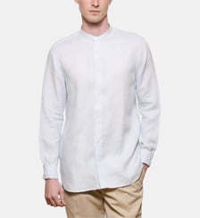 Chemise en lin ciel col Mao coupe droite Atelier Privé