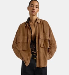 PITANGA OVERSIZED SHIRT IN VISCOSE CORDUROY - CAMEL Momonì