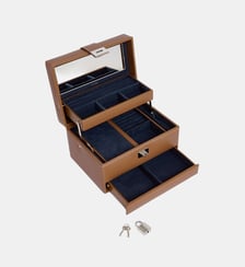 Boîte à bijoux moyen modèle ouverture automatique en cuir Le Tanneur