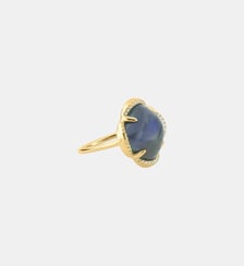 Bague, labradorite, entourage diamants, or jaune Morganne Bello