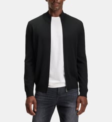 Cardigan droit modèle Balonso court en laine vierge BOSS