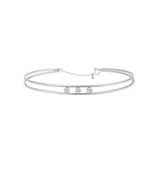 Bracelet Double Jonc - 3 diamants, poids total 0,30ct approx. - Or blanc 750‰ La Brune & La Blonde
