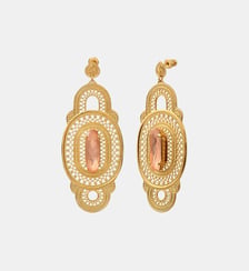 Boucles d'oreilles larges tiges percées   doré à l'or fin - Noor Satellite