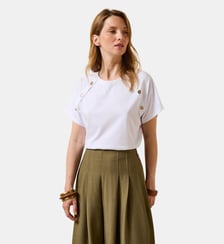 T-shirt blanc manches courtes en coton biologique La Fée Maraboutée