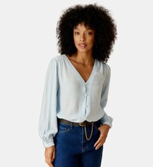 Blouse manches longues col v uni BIANCA La Petite Etoile