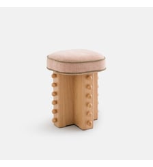 Tabouret rembourré, en chêne et plaqué et tissu texturé La Redoute Interieurs