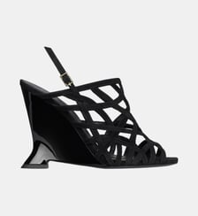 Sandales Wedge Cage en cuir suédé Balmain