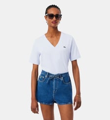 T-shirt relaxed fit coton doux col V Lacoste