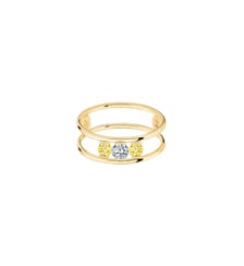 Bague HULA HOOP Trilogie - Diamant et saphirs jaunes, poids total 0,45ct approx. - Or jaune 750‰ La Brune & La Blonde