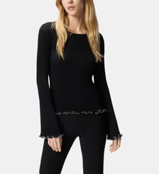T-shirt côtelé à bords bijou Pinko