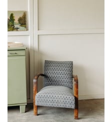 Fauteuil en bois et tissu Jakob N°404- Produit chiné Debongout