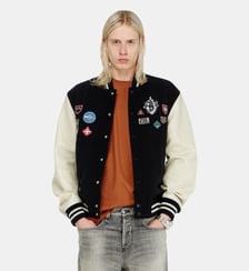 Blouson en laine et cuir avec patchs Diesel