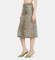 Jupe à demi-longueur en satin denim coton-chanvre Diesel