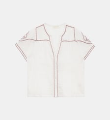 Blouse manches courtes col v uni TOAN La Petite Etoile