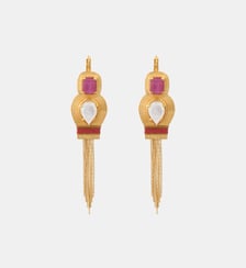 Boucles d'oreilles dormeuses   doré à l'or fin - Soleil Satellite