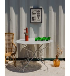 Table à manger ronde en métal gris Romy N°1426- Produit chiné Debongout