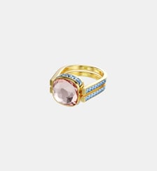 Bague Chroma, Taille coussin, Doré à l’or 18 carats (750/1000) Swarovski