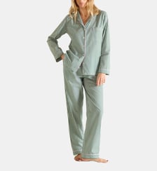 Pyjama col tailleur en popeline de coton, Essentiel Rayé Laurence Tavernier