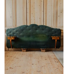 Tête de lit en bois et velours vert sapin Orphée N°30- Produit chiné Debongout