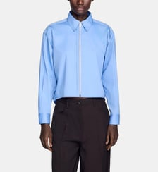 Chemise courte zippée en coton logo Sandro