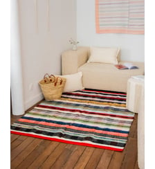 Tapis artisanal rayé Olivier N°122- Produit chiné Debongout