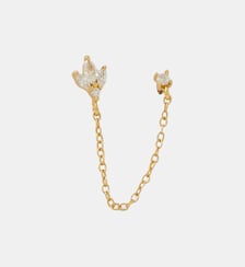 Puces d'oreilles à chaîne avec zircon, en argent 925 garanti doré à l'or fin Balaboosté