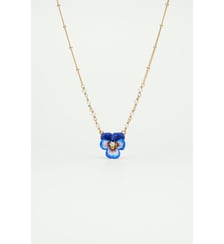 Collier pendentif pensée bleue et cristal taillé Les Néréides
