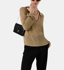Pull à col polo en maille dorée - LAILAH Gerard Darel