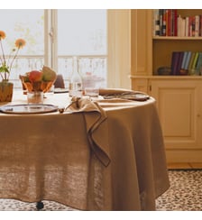 Nappe en lin lavé, AU FIL DU LIN Blanc Cerise