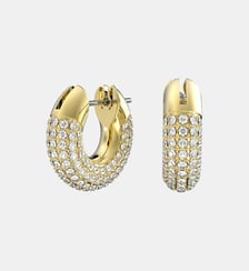 Anneaux d'oreilles Dextera, Petites, Noires, Métal plaqué ruthénium Swarovski