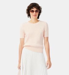Pull manches courtes maille torsadée Lacoste