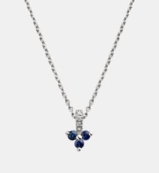 Pendentif en or blanc 9 carats avec saphirs bleus et diamants Aristocrazy
