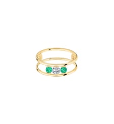 Bague HULA HOOP Trilogie - Diamant et émeraudes, poids total 0,35ct approx.  - Or jaune 750‰ La Brune & La Blonde