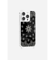 Coque de téléphone glossy bandana noir avec anneaux pour iPhone 16 Pro La Coque Française