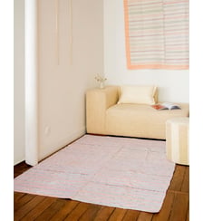 Tapis rose et bleu ciel Olivier N°113- Produit chiné Debongout