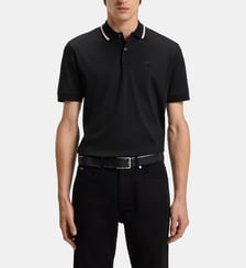 Polo slim en coton mercerisé col rayé BOSS